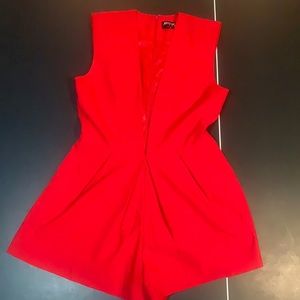 Deep V Red Romper